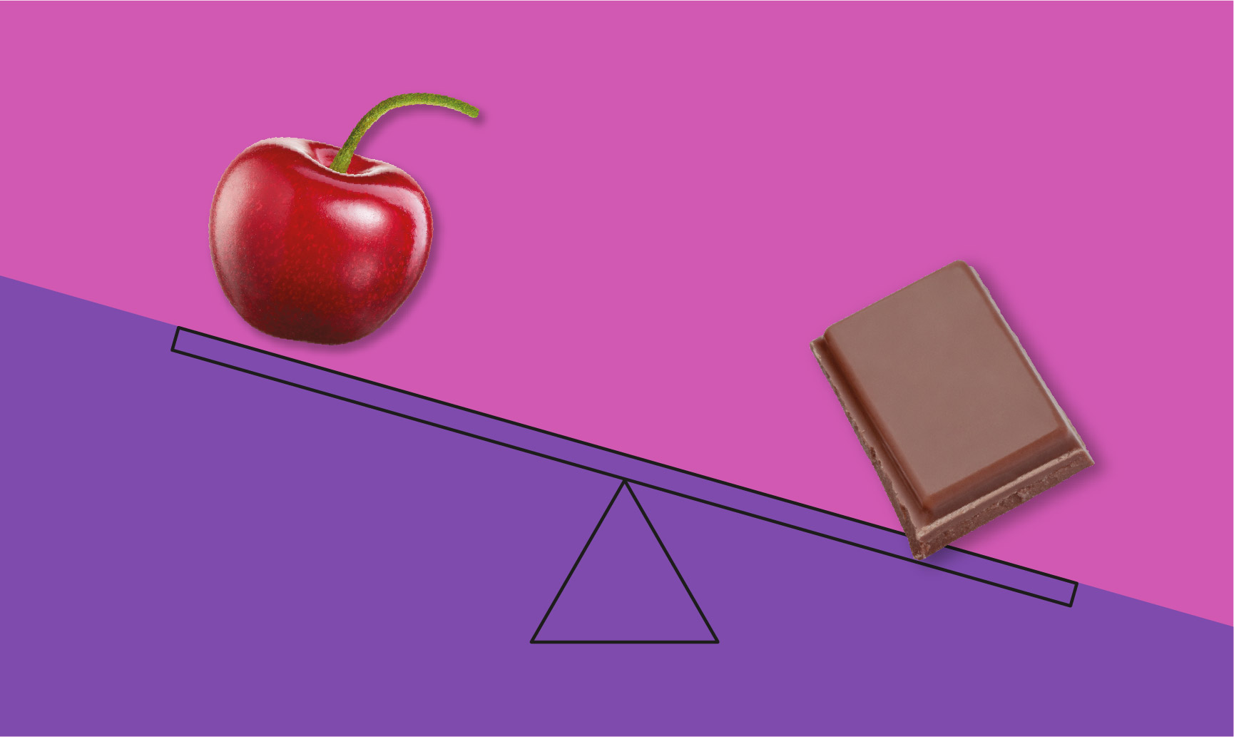 balancing cherry and chocolate illustration